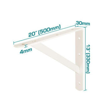 Total Heavy Duty Shelf Bracket 13x20" with 6 Attachment Points, White THDSB1320