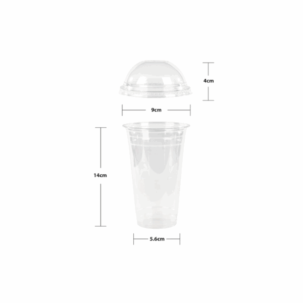 Khaleej Pack Clear Pet Glass 16 OZ with Dome Lid (Pack of 1000)