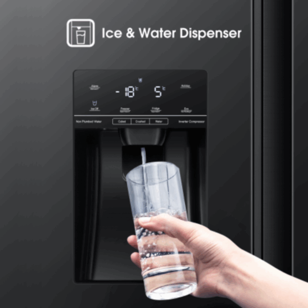 Hisense Refrigerator 535L Side By Side Door, Water Dispenser & Ice Maker with Inverter Technology H700SMI-IDL