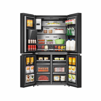 Hisense Refrigerator 536L French Door with Plumbed LED Screen, Wifi, Water & Ice Dispenser Black Stainless Steel H750FSB-IDS