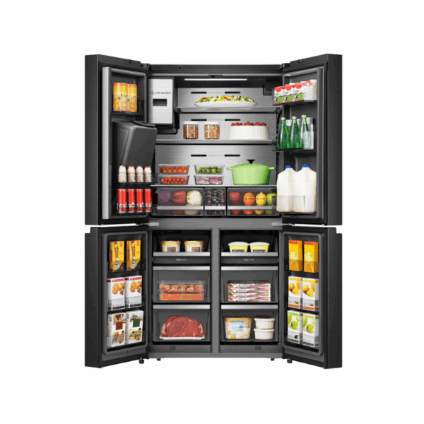 Hisense Refrigerator 536L French Door with Plumbed LED Screen, Wifi, Water & Ice Dispenser Black Stainless Steel H750FSB-IDS