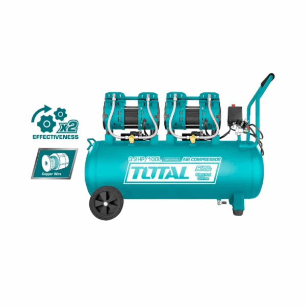 Total Air Compressor Oiless System, 2 Copper Wire Motor 100L 2.4KW 1200W TCS2241008-8