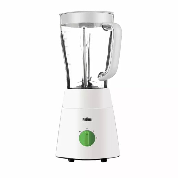 Braun Blender 1.5L 500w Mill & Chopper PowerBlend Triangular Plastic Jug, 2 Speed, Ice Crushing Function, Stainless Steel Blades JB0123WH