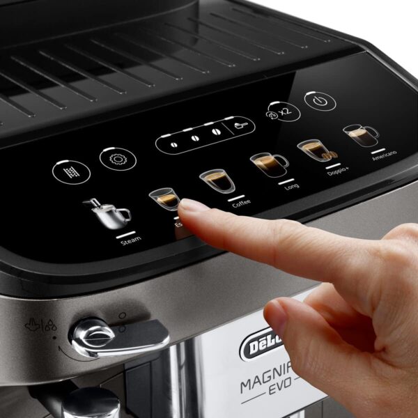 De'Longhi Magnifica EVO Bean to Cup Fully Automatic Coffee Machine Traditional Milk Frother Built In Grinder 100% Arabica Whole Coffee Beans ECAM290.42.TB Titanium & Black