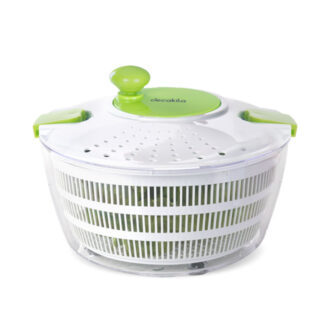 Decakila Manual Salad Spinner 4L 24.3x24.3x16.3 CM Fruits and Vegetables Quick Dryer Dry off and Drain Lettuce and Vegetable Wash & Salad Making Bowl with Plastic Colander KMTT088W