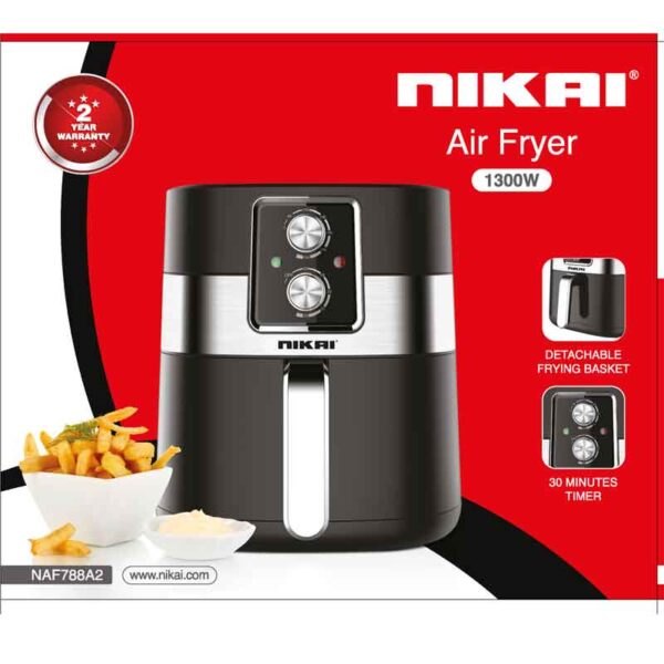 Nikai Air Fryer 3.5L 1300w 30min Timer With Basket Low Oil Cool Touch Temperature Adjustable Low Oil Fryer Healthy Fryer NAF788A-2