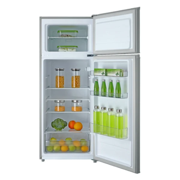 Evvoli Refrigerator 225L Top Freezer Double Door Silver EVRFM-225L