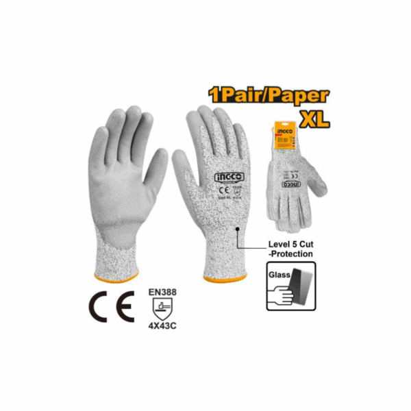 Ingco Cut Resistance Gloves XL with HPPE Shell HGCG02-XL