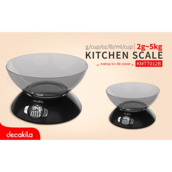 Decakila Kitchen Scale Bowl 2-5000G Digital Multifunction Food Scale Touch Button Ultra Slim with Large LCD Display KMTT012B
