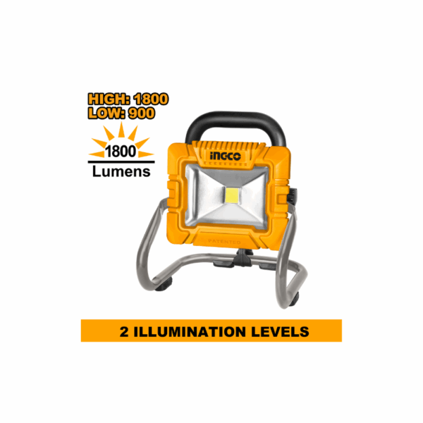 Ingco Cordless Portable LED Work Lamp 20W with High & Low Lumen Setting CWLI2025