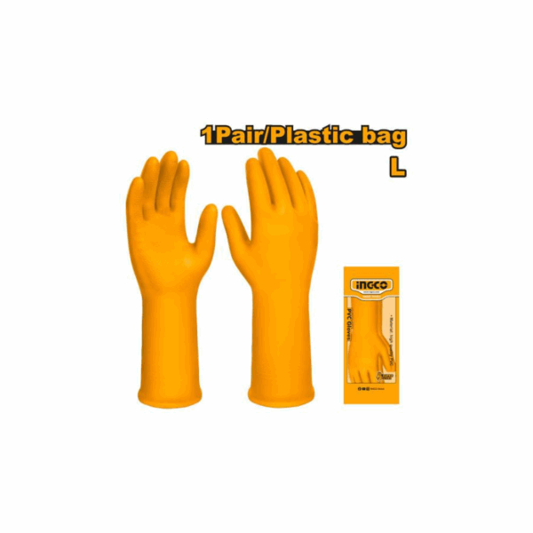 Ingco PVC Hand Gloves L Size for Cleaning & Gardening HGVP01