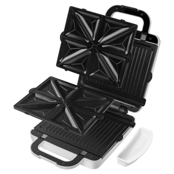 Kenwood Sandwich Maker 1300W 4 Slots 2-in-1 Sandwich Maker & Grill (180° Open Flat for Using as a Griddle) with 2 Sets of Non Stick Multifunctional Plates for Grilling and Toasted Sandwiches SMP94.A0WH