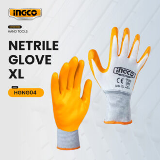 Ingco Extra Large Nitrile Polyester Gloves XL (1 Pair) - Oil Resistant, Super Select Design for Enhanced Grip and Durability HGNG04.