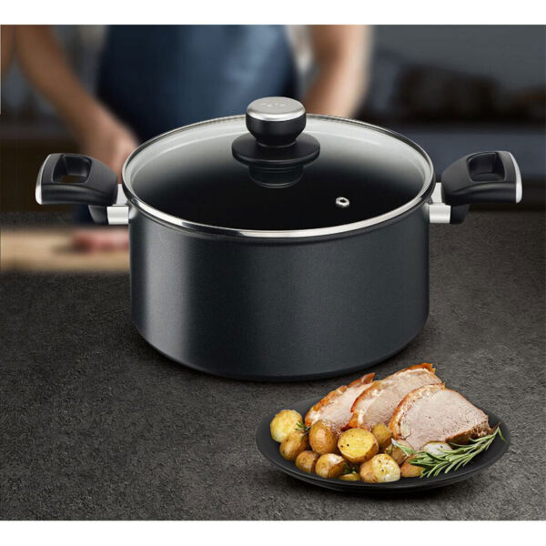 Tefal Unlimited Stewpot 24 CM All Hobs Titanium Non Stick Anti Scratch Safe Non Stick G6 Unlimited Round Saucepan Pan Cast Aluminum G2554602