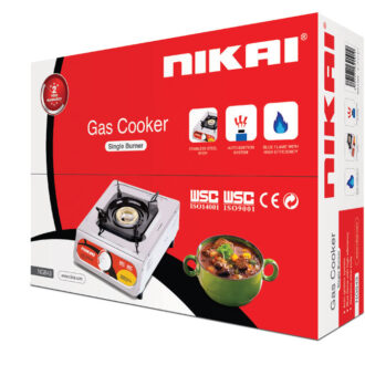 Nikai Gas Cooker 1 Burner Stainless Steel Blue Flame with High Efficiency Stainless Steel Body Full Safety Features NG843