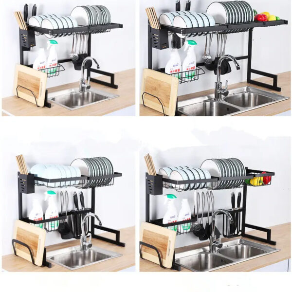 Nadstar Dish Rack Stainless Steel Kitchen Drying Rack Extendable Over The Sink HP93-093
