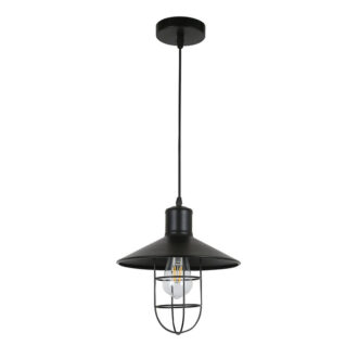 Tronic Black Vintage Pendant Glass Cage Light