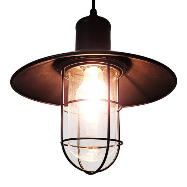 Tronic Black Vintage Pendant Glass Cage Light