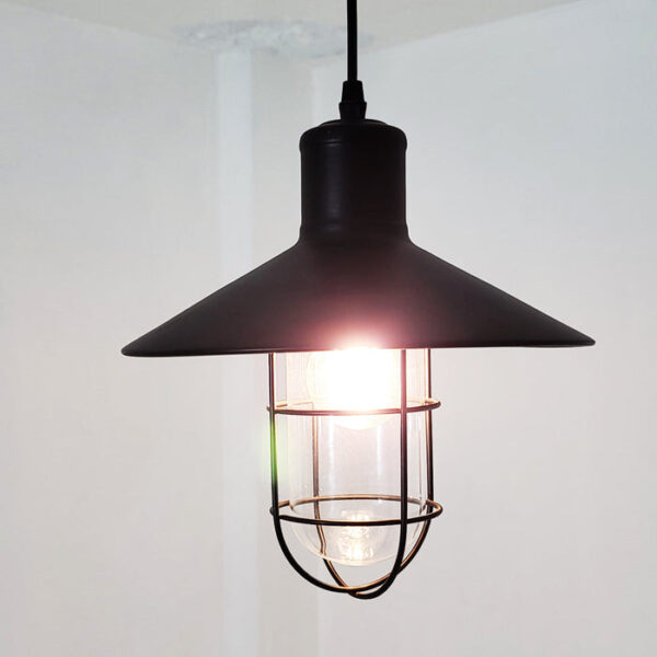 Tronic Black Vintage Pendant Glass Cage Light