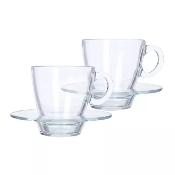 Pasabahce Aqua Cup Saucer 215ml 6pcs Round Shape and Dishwasher Safe 95040