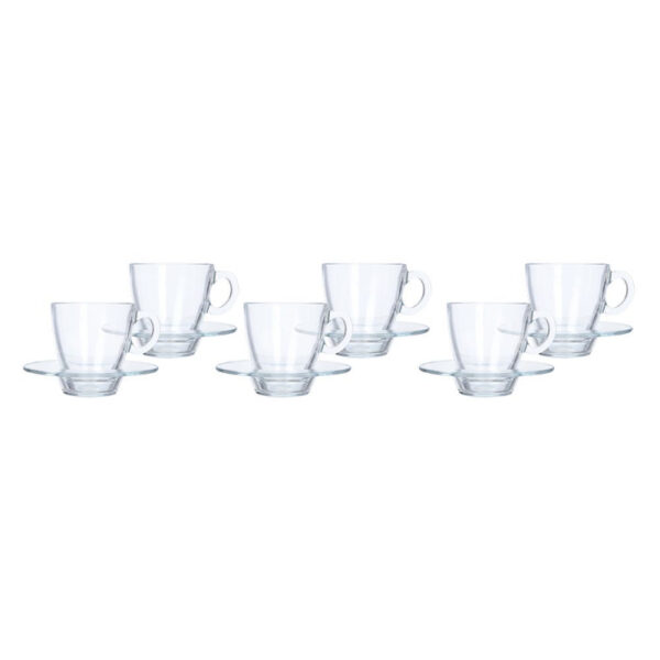 Pasabahce Aqua Cup Saucer 215ml 6pcs Round Shape and Dishwasher Safe 95040