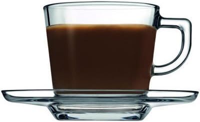 Pasabahce Carre Cup Saucer 215ml 6pcs Round Shape and Dishwasher Safe 95307
