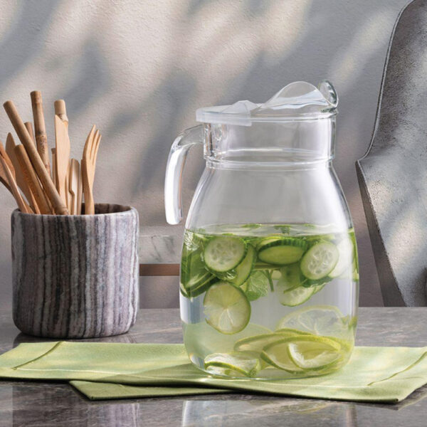 Pasabahce Glass Water Jug with Transparent Lid 2500ml Dishwasher, Freezer & Refrigerati...