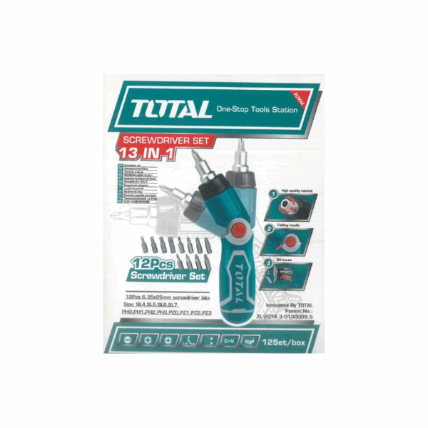 Total Ratchet Screwdriver Set 13in1 TACSD30136