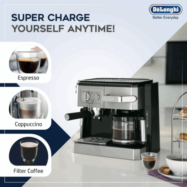 DeLonghi Combi Coffee Maker 1750W Combi Espresso & Filter Coffee Maker BCO420