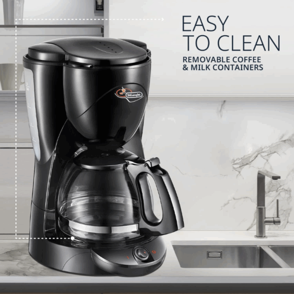 De'Longhi Drip Coffee Maker 1.7L 1000W Black Filter Coffee Machine 10 Cups Plastic Body ICM2.1B