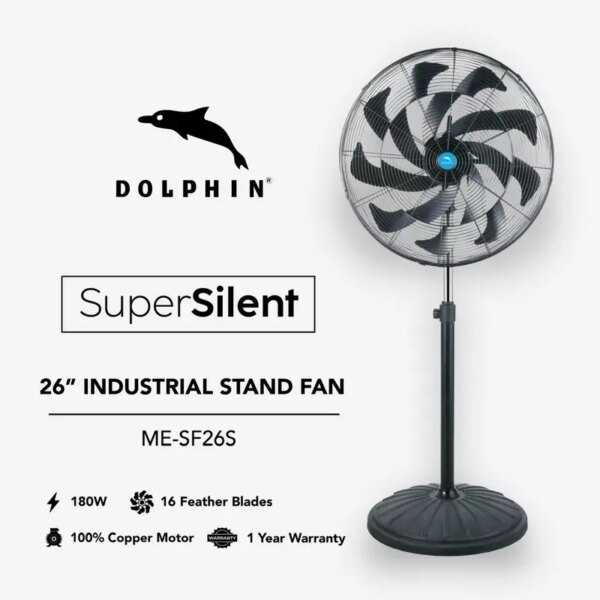 Dolphin Industrial Stand Fan 26" Super Silent ME-SF26F