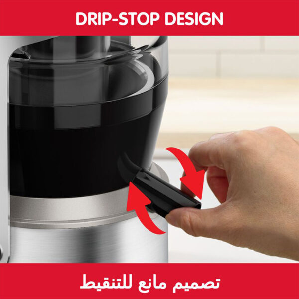 Moulinex Juicer 1000W Nutri XXL Easy-to-Use Juice Extractor XXL Feeding Tube Full Fruit Insertion Drip-Stop Protection 2 Speeds 2.2 L Pulp Container 0.8 L Juice Container JU660D27