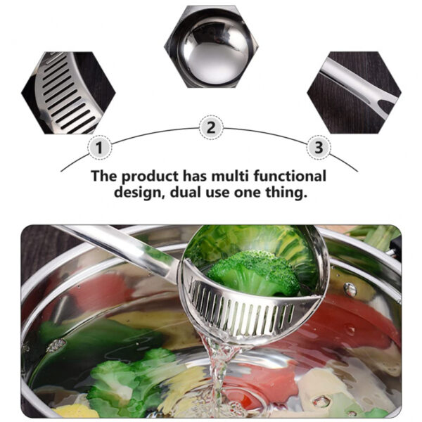 Nadstar Stainless Steel Hot Pot Soup Spoon Strainer Scoops Spoon Slotted Strainer Ladle Gravy Ladle Colander Kitchen D198
