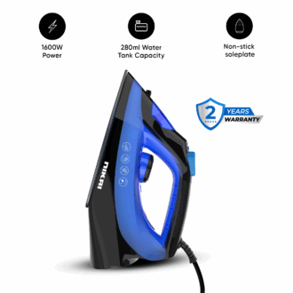 Nikai Steam Iron 1600W 280ml Self-Cleaning Function Non-Stick Soleplate Vertical Steam Dry & Spray Options Adjustable Temp Indicator Light Variable Steam Control NSI858AX