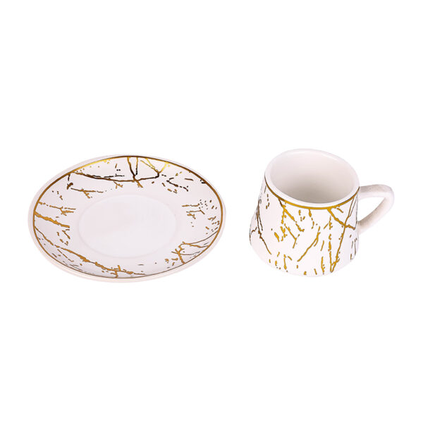 Nadstar Porcelain Cup & Saucer Golden Print Tea Coffee Cups 0030-1/2