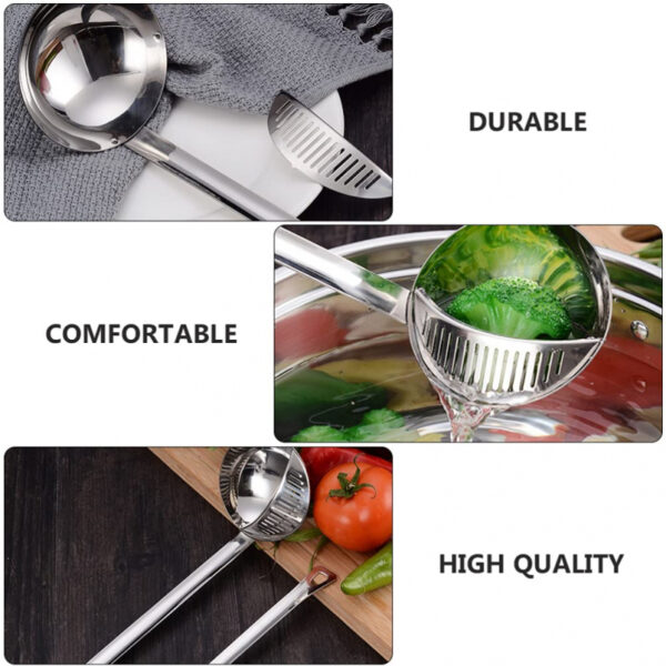 Nadstar Stainless Steel Hot Pot Soup Spoon Strainer Scoops Spoon Slotted Strainer Ladle Gravy Ladle Colander Kitchen D198