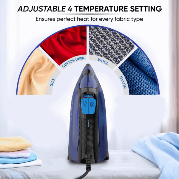 Nikai Steam Iron 1600W 280ml Self-Cleaning Function Non-Stick Soleplate Vertical Steam Dry & Spray Options Adjustable Temp Indicator Light Variable Steam Control NSI858AX