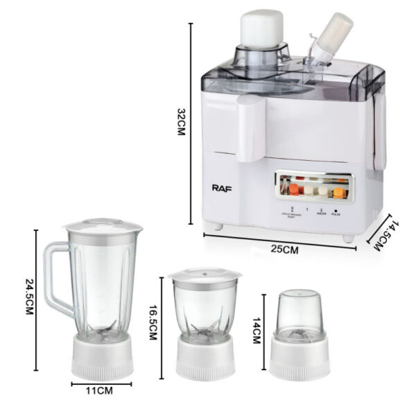 RAF Food Processor 4in1 400W 1.5L Multifunctional Plastic Jar Juicer, Blender, Chopper, Grinder with Full Copper Motor, Low Noise, Smooth Operation R.2819