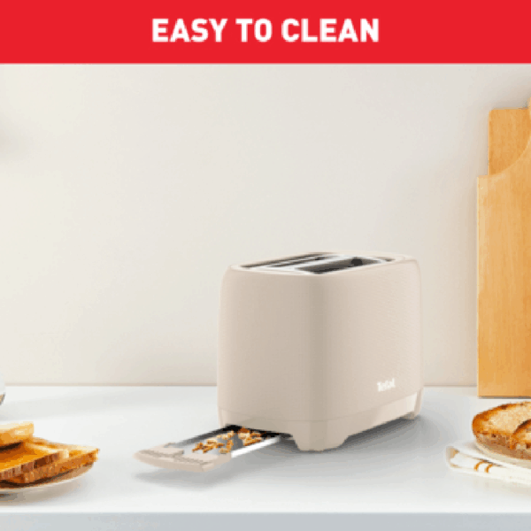 Tefal Morning 2 Slot Toaster 850W with Bun Warmer 7 Browning Levels Stop Function Plastic Body TT2M1B27