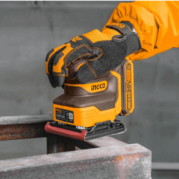 Ingco Cordless Sheet Sander 20V with Battery & Charger, 5pcs Sand Paper CSHSLI20141