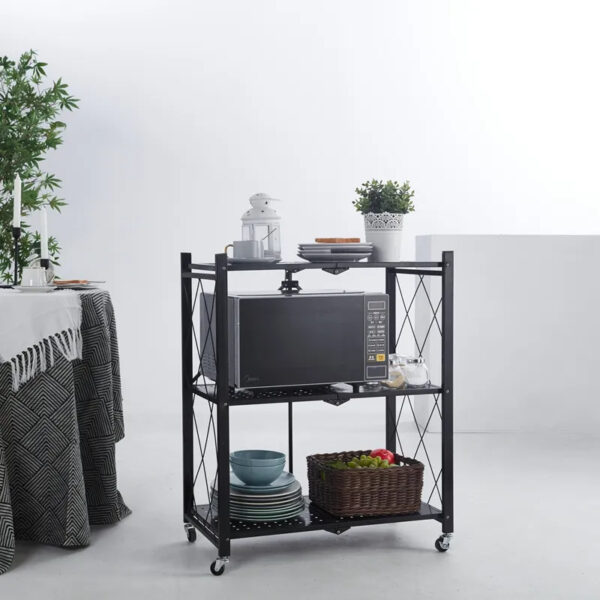 Nadstar Storage Rack Stainless Steel 3 Layers With Wheels Foldable HP95-776H