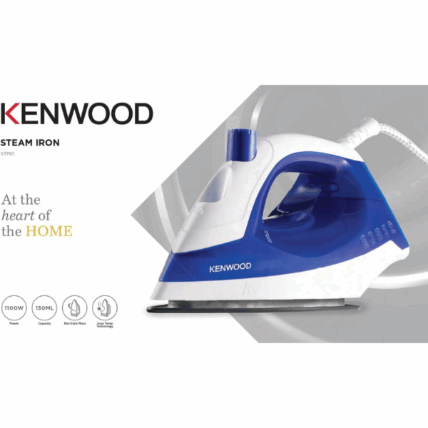 Kenwood Steam Iron 1100W With Non Stick Soleplate Continuous Steam Steam Burst Spray Function STP01.000WB