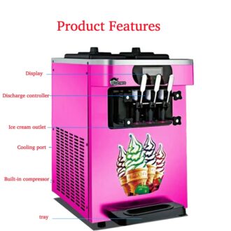 Generic Commercial Table Top Soft Serve Ice Cream Machine with 3 Dispensers 20L/H