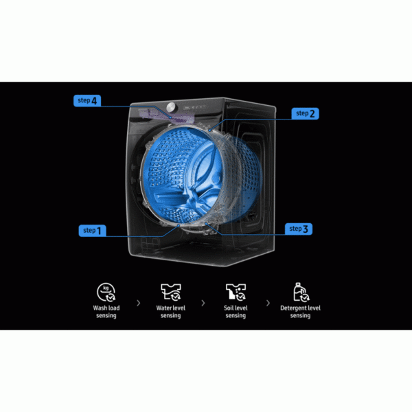 Samsung Washing Machine 21kg Dryer 12kg Digital Inverter, Front Load, Eco Bubble, AI Control, Auto Dispense, Hygiene Steam, VRT Plus, Black WD21T6300GV/NQ