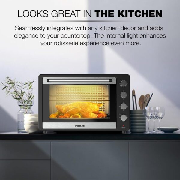 Nikai Oven 75L 2200W Oven Rotisserie Function & 120 Minutes Timer With Stay On Multiple Accessories High-Efficiency Heating Indicator Light - NT75RCZ