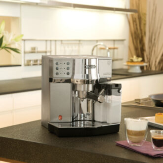De'Longhi Expresso Maker Pump Driven & Cappuccino Machine 1450W (Metallic) Latte Macchiato Hot Milk Removable Drip Tray EC850.M