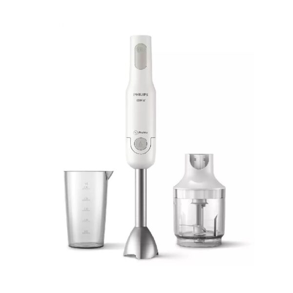 Philips Hand Blender 650W, 1 Compact Chopper Accessory, ProMix Blending Technology 0.5L, 3 Pin With Metal Bar, White, HR2535