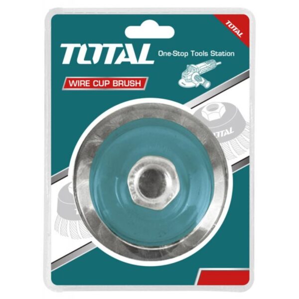 Total Wire Cup Brush with Nut 125mm Twisted Hard Silver TAC32051