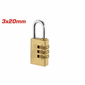 Total Brass 3 Digit Combination Padlock 3 x 20mm, Password Combination Can Be Customized TBCK37203