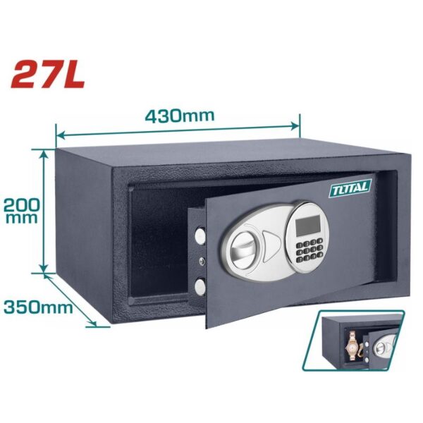 Total Electronic Safe Box, 3 to 8 Digit Code Freely 20 x 43 x 35cm 27L TESF3501